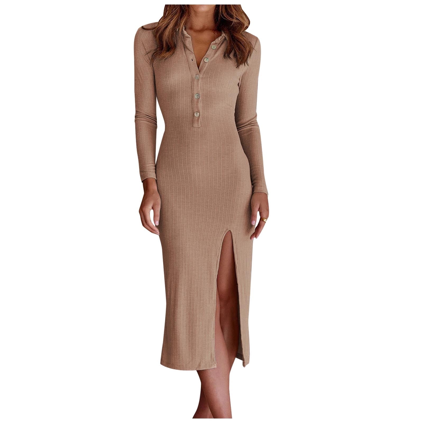 Strapless Ribbed Knitted Bodycon Dress Women Winter Long Sleeve Midi Sweater Dress