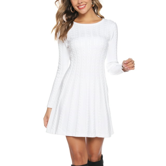 Sweater Dress for Women Slim Fit Long Sleeve Cable Knit Dresses, S2XL
