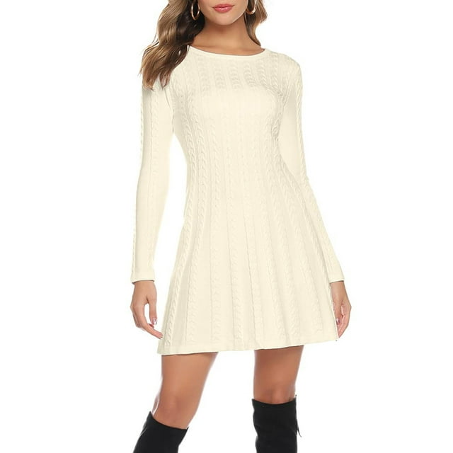 Sweater Dress for Women Slim Fit Long Sleeve Cable Knit Dresses, S2XL