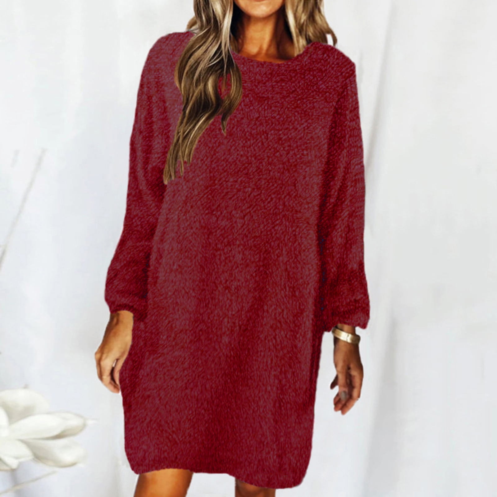 Fall Dresses Long Sleeve Chunky Cable Knit Sweater Long Sleeve Fall Dress  Sueter para Mujer En Oferta Invierno Women Fall Long Sleeve Dress 1 Dollar  Items only Things That are Under 5