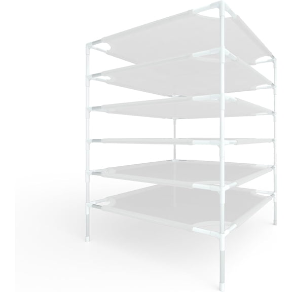 Sweater Drying Rack, 6-Layer Flat Drying Rack Stackable, Mesh Fabric Clothes Drying Rack Space-Saving Clothes Dryer Rack, Socks, Toys, White