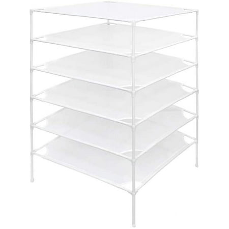 Sweater Drying Rack 6-Layer Stackable Mesh Cloth Dry Dyier,White