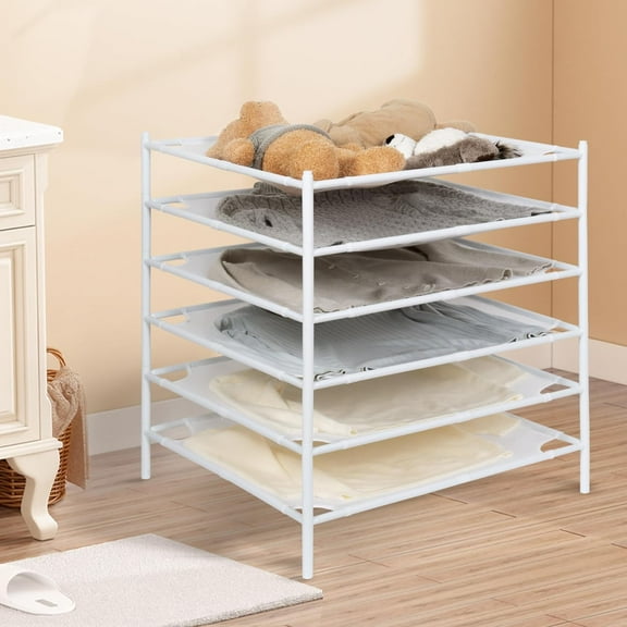 Sweater Drying Rack, Mesh Clothes Drying Rack, Stackable Laundry Drying Rack, Lay Flat Dryer for Delicates, Portable Dry Rack for Indoor or Outdoor, White, 6-Pack