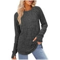 thumbnail image 1 of Sweater For Women Fall Lightweight Knit Pullover Sweaters Long Sleeve Tunic Button Decor Shirts Crewneck Tops (XL, Dark Gray), 1 of 5