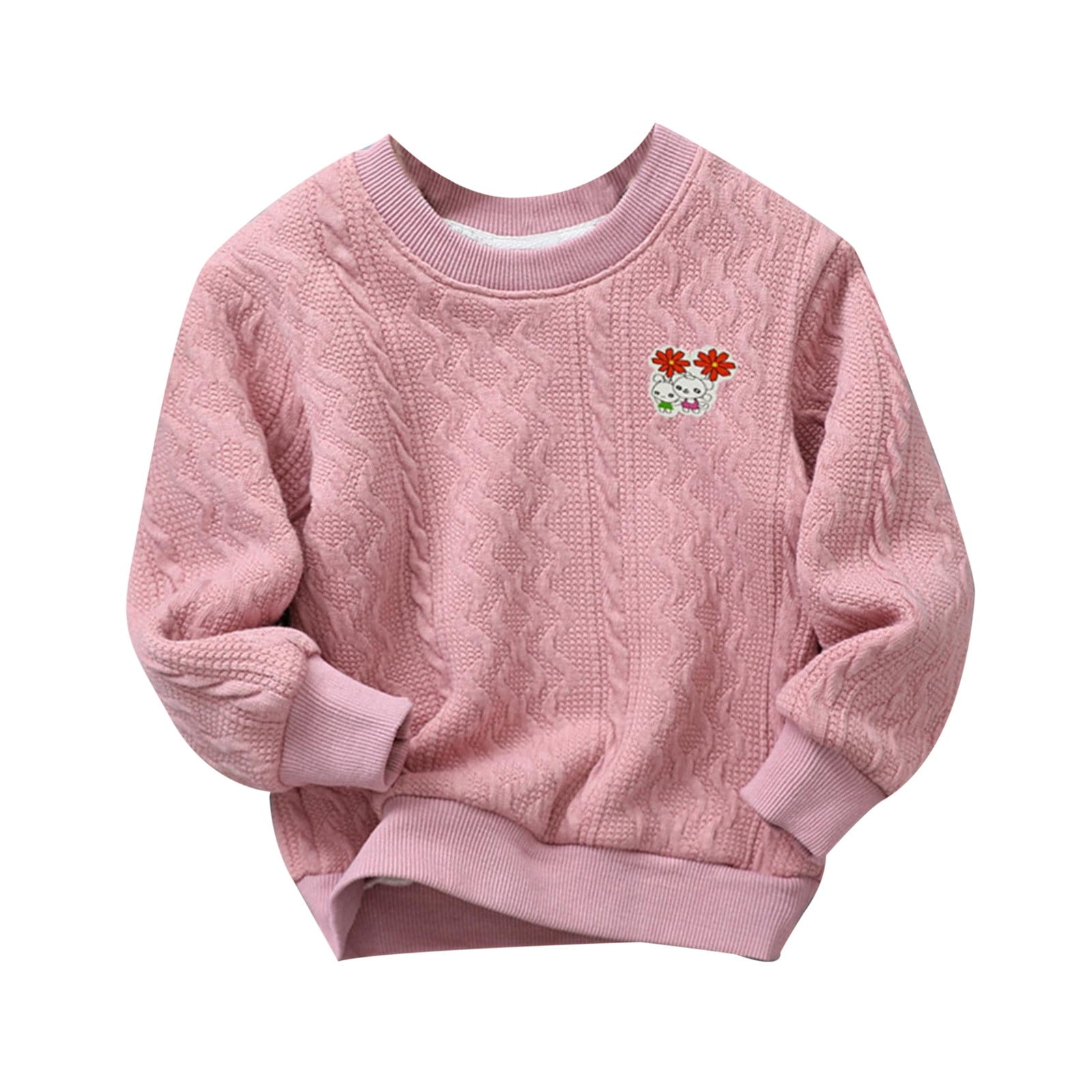 Sweater for Girls Size 6 7 Years Winter New Children Pullover Crew Neck Composite Thick Small Medium Sized Children Knitted Long Sleeve Hot Pink Kids Clothing Walmart