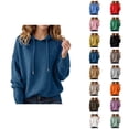 thumbnail image 1 of Sweater Hoodies for Women 2025 Fall Winter Long Sleeve Plain Knitted Hooded Sweatshirt Pullover Tops, 1 of 1