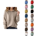 thumbnail image 1 of Sweater Hoodies for Women 2025 Fall Winter Long Sleeve Plain Knitted Hooded Sweatshirt Pullover Tops, 1 of 1