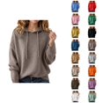 thumbnail image 1 of Sweater Hoodies for Women 2025 Fall Winter Long Sleeve Plain Knitted Hooded Sweatshirt Pullover Tops, 1 of 1