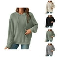 thumbnail image 1 of Sweater Hoodies for Women 2025 Long Sleeve Ribbed Knit Hoodie Sweater with Pockets Hooded Sweatshirt Pullover Tops, 1 of 8