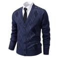 thumbnail image 1 of Sweater Jackets for Men with Pockets Button-Down V Neck Knitted Coats Mens Business Casual Long Sleeve Stretchy Slim Warm Work Outerwear Sweaters, 1 of 5