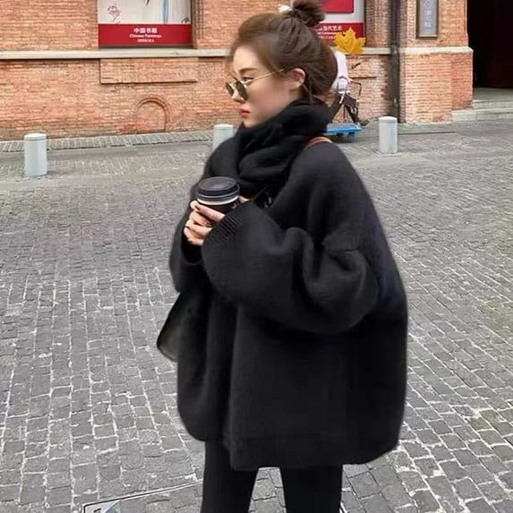 Sweater Knitting Cardigan Women Loose Solid Autumn Clothes Warm Fashion Casual Korean Vintage Females Long Sleeve Design Daily
