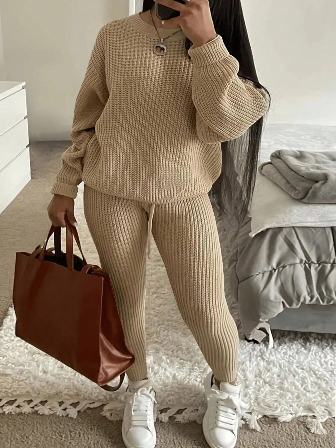 Sweater Lounge Sets Women 2 Piece Long Sleeve Knit Set Soft Knit Fabric Long Sleeve Pullover Top Pants Set Cozy 2 Piece Outfit Women Ideal Lounge Tra: Worth Buying?