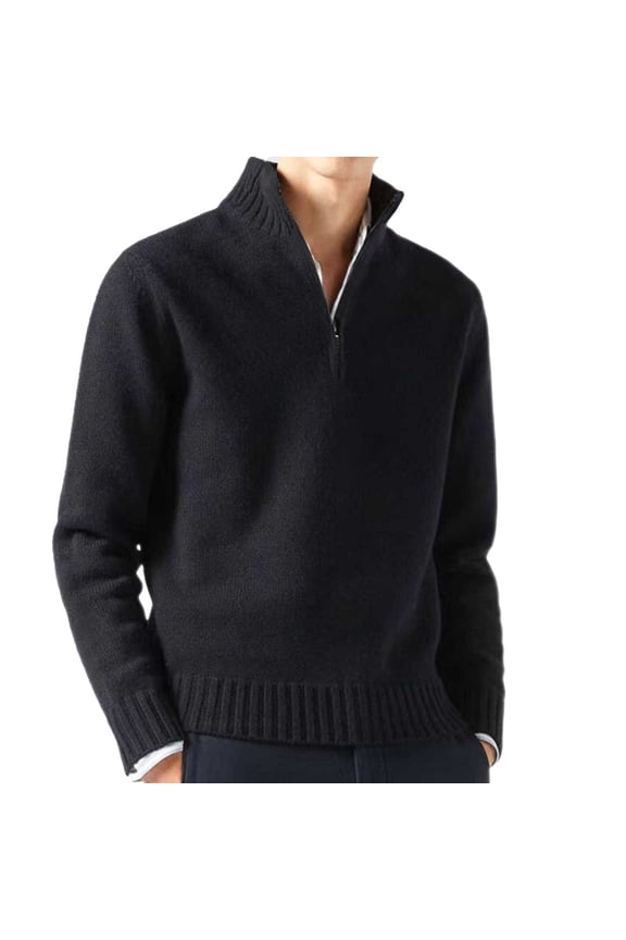 Sweater Men Half Zip Casual Bottom Sweater Solid Color Fall Winter Warm Knit Long Sleeve Pullover Regular Fit Sweater for Men