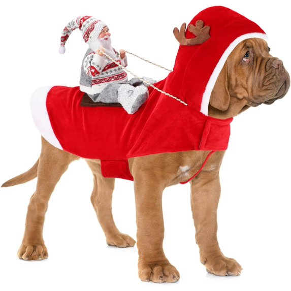 Sweater Santa Claus Dog Costume, Cozy Dog Christmas Outfit, Santa Rider Pet Christmas Costume, Birthday Christmas Gift for Dog Lover Christmas Party, M