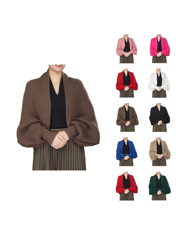 Sweater Scarf with Sleeves for Women Fall Winter Solid Color Soft Warm Knitted Shawl Wraps
