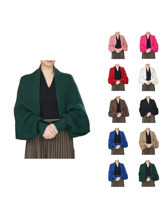 Sweater Scarf with Sleeves for Women Fall Winter Solid Color Soft Warm Knitted Shawl Wraps