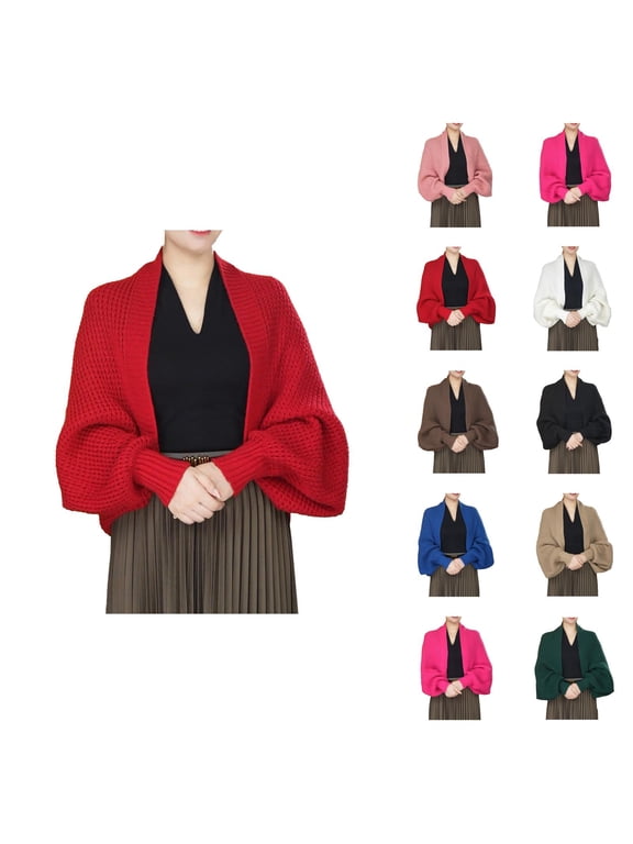 Sweater Scarf with Sleeves for Women Fall Winter Solid Color Soft Warm Knitted Shawl Wraps