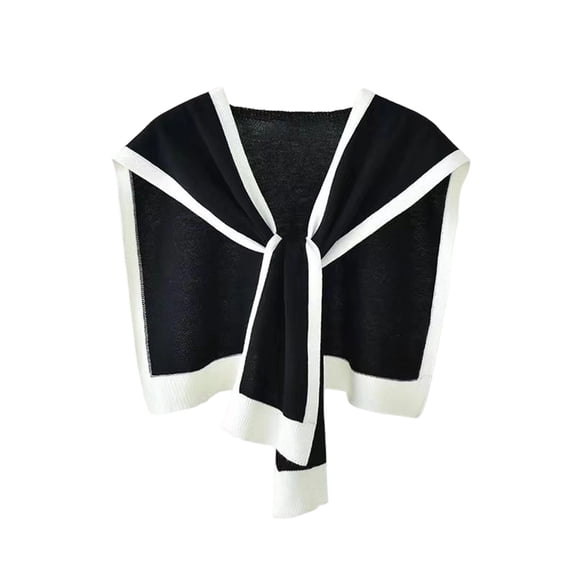 Sweater Shawl Wraps for Women Sweater Knitted Knotted Shawls Travel Casual Scarf Cape Shoulder Tops Fashion Wrap 2025 Black Free