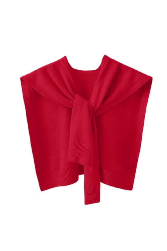 Sweater Shawl Wraps for Women Sweater Knitted Knotted Shawls Travel Casual Scarf Cape Shoulder Tops Fashion Wrap Red One Size