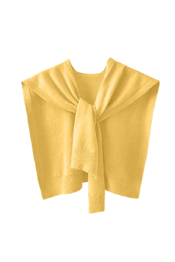 Sweater Shawl Wraps for Women Sweater Knitted Knotted Shawls Travel Casual Scarf Cape Shoulder Tops Fashion Wrap Yellow One Size