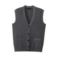thumbnail image 1 of Sweater Tank Tops For Men Fashion V Neck Button Up Sleeveless Knit Fleece Mens Sweater Tops,Dark Gray,2XL, 1 of 3
