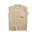 thumbnail image 1 of Sweater Tank Tops For Men Solid Color Vintage Sleeveless Knit Crew Neck Chest Pocket Mens Casual Tops,Khaki,L, 1 of 6