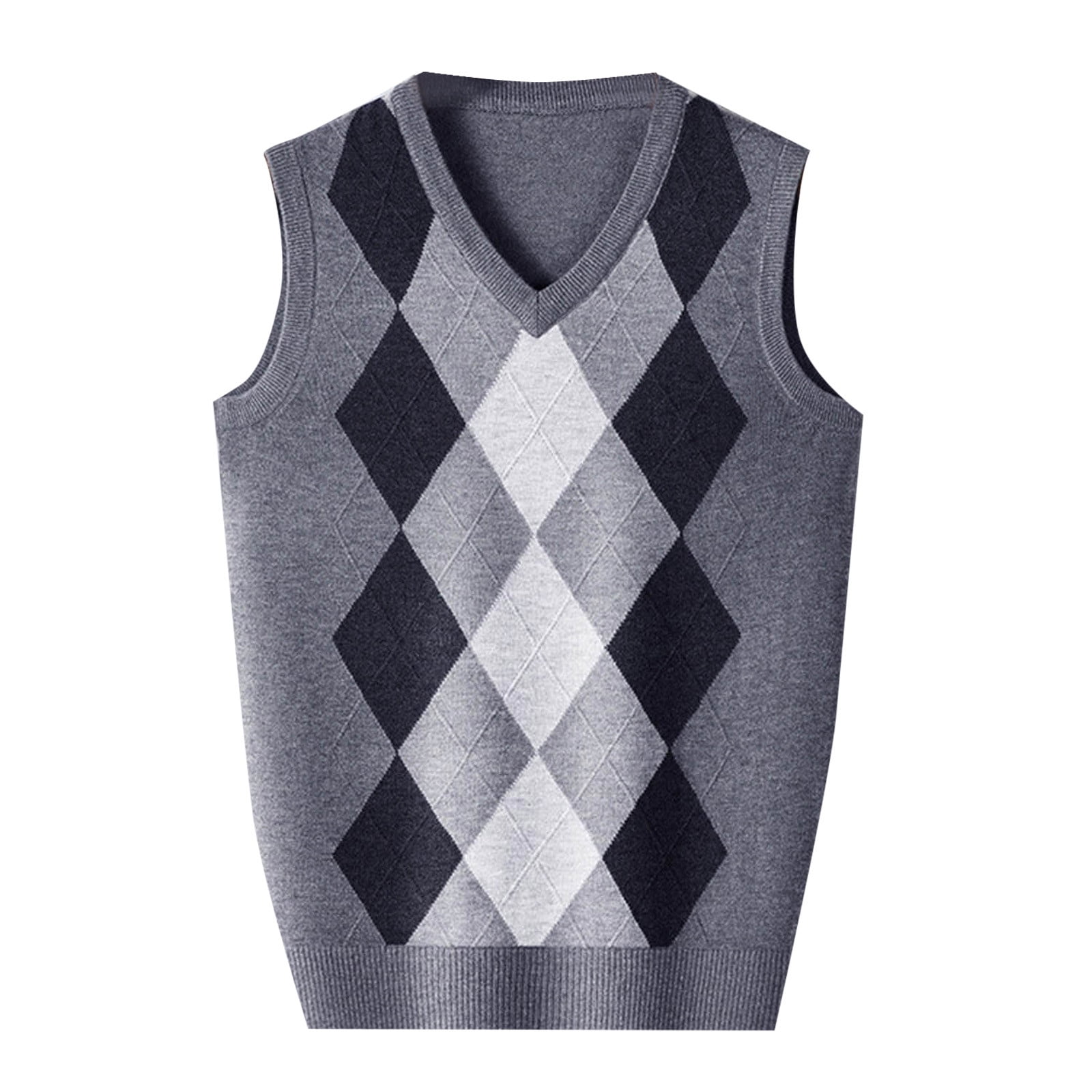 Sweater Tops For Men Fashion Knitted Vest V Neck Color Blocked