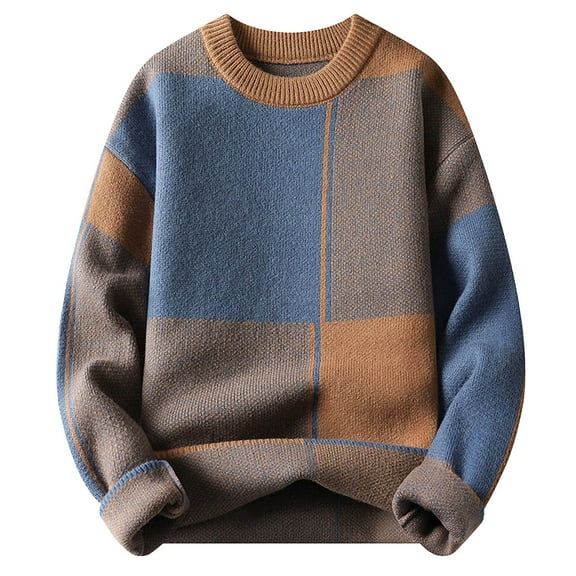 Sweater Tops For Men Fashion Thickened Long Sleeve Knitted Mens Warm Jackets,Orange,M/165