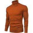 thumbnail image 1 of Sweater Tops For Men Wool Round Neck Bottoming Shirt All Matching High Neck Mens Warm Sweaters,Orange,L, 1 of 6