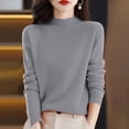 thumbnail image 1 of Sweater Tops for Women Knitted Tops Jumper Womens Cozy Sweaters Turtleneck Mock Neck Slim Fit Sweater Lightweight Shirts Solid Color Womens Tops Fall Sweaters for Women Fall Outfits Grey 4XL-5XL, 1 of 4