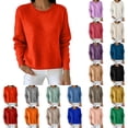 thumbnail image 1 of Sweater Tops for Women Zaewscy Women Winter Solid Crew Neck Long Sleeve Straight Pullover Top Red S, 1 of 6