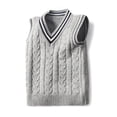 thumbnail image 1 of Kids Sweater Vest Knit Sweater V Neck Sleeveless Vest Grey Pullover Top School Uniform Sweater Vest Warm Winter Baby Girl Clothes Baby Clothes Girl 1-2 Years, 1 of 3