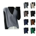 thumbnail image 1 of Sweater Vest Dress for Women Long Sleeveless Chic Fall Party or Work Outfits Women's Knit Vest Deep V Neck Loose Fitting Sleeveless Pullover Sweater Cardigan For Casual Wear, 1 of 4