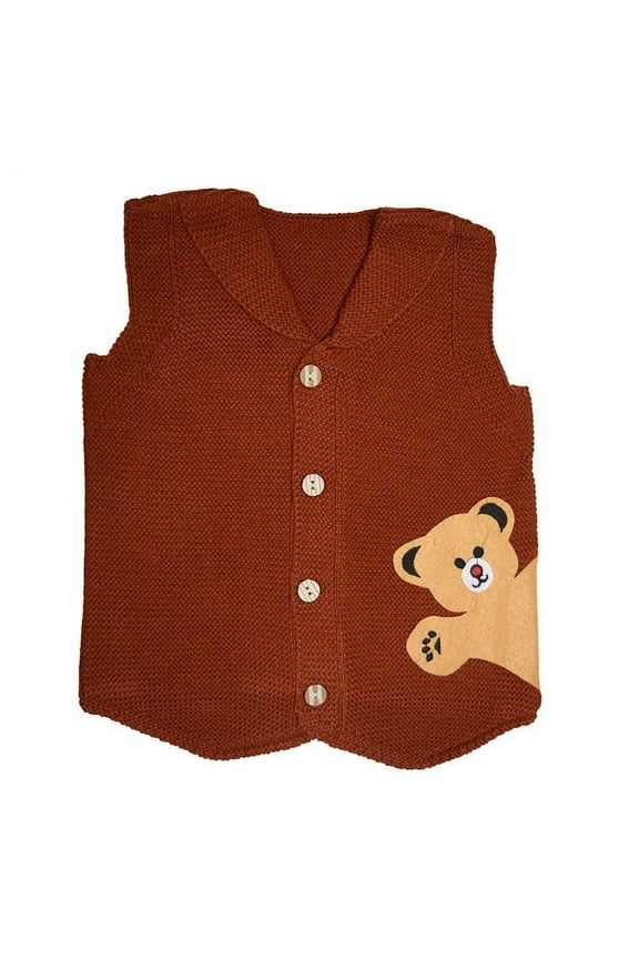 Sweater Vest For Infants and Toddlers - Cute Bear Design Cardigan for Little Kids