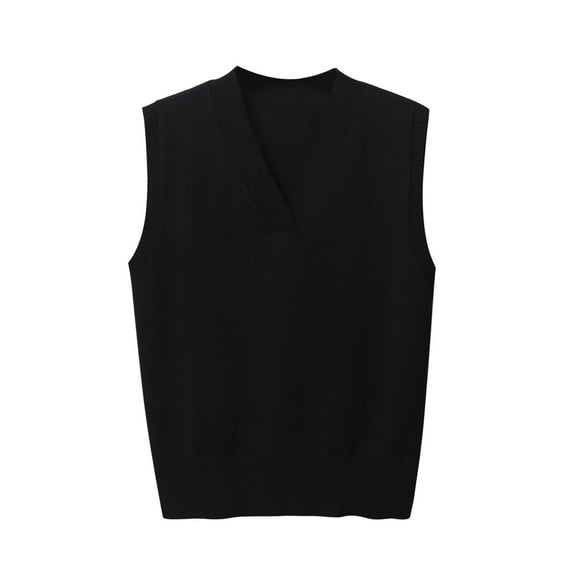 Sweater Vest For Women Women's New Autumn And Winter Warm Keeping Fashion V-Neck Knitted Vest Overlapping Cuff Sweater Vest Beige L