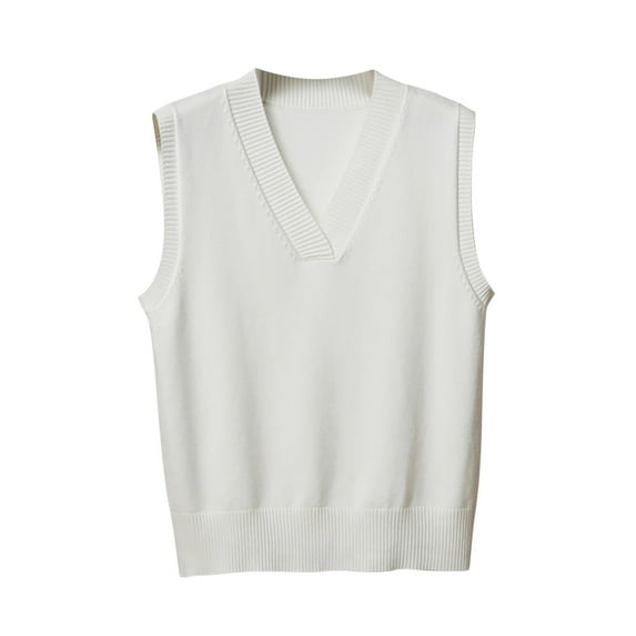 Sweater Vest For Women Women's New Autumn And Winter Warm Keeping Fashion V-Neck Knitted Vest Overlapping Cuff Sweater Vest Beige L