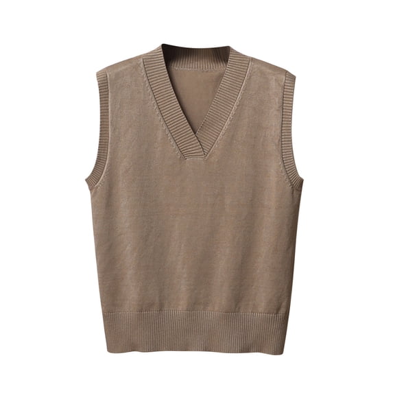 Sweater Vest For Women Women's New Autumn And Winter Warm Keeping Fashion V-Neck Knitted Vest Overlapping Cuff Sweater Vest Beige L