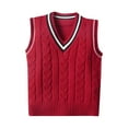 thumbnail image 1 of Baby Sweater Vest V Neck Sleeveless Knit Sweaters Red Pullover Top School Uniform Sweater Vest Warm Autumn Winter Outfits Baby Girl Sweaters 5-6 Years, 1 of 4