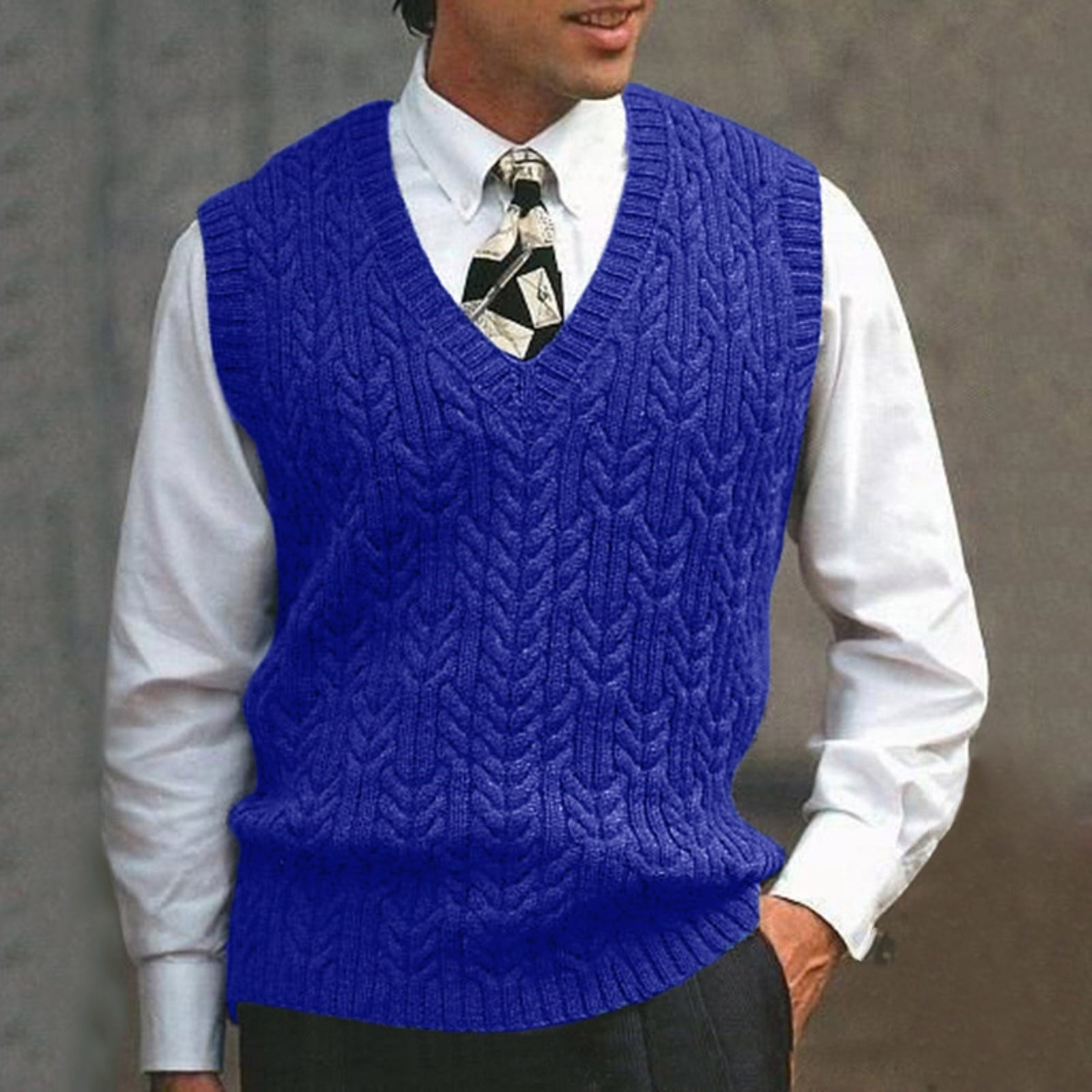 Sweater Vest Male Autumn Winter Casual Solid Knit Sweater Vest ...
