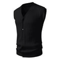 thumbnail image 1 of Sweater Vest Men Button Down V Neck Slim Fit Business Casual Streetwear Breathable Sleeveless Knitted Sweaters Vest Black M, 1 of 3