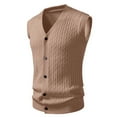 thumbnail image 1 of Sweater Vest Men Button Down V Neck Slim Fit Business Casual Streetwear Breathable Sleeveless Knitted Sweaters Vest Coffee M, 1 of 3