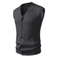 thumbnail image 1 of Sweater Vest Men Button Down V Neck Slim Fit Business Casual Streetwear Breathable Sleeveless Knitted Sweaters Vest Dark Gray 2XL, 1 of 3