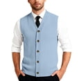 thumbnail image 1 of Sweater Vest Men Dressy V Neck Button Down Plus Size Cardigan Business Casual Ribbed Knit Sleeveless Vests Light Blue L, 1 of 3