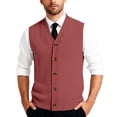 thumbnail image 1 of Sweater Vest Men Dressy V Neck Button Down Plus Size Cardigan Business Casual Ribbed Knit Sleeveless Vests Vermilion 4XL, 1 of 3