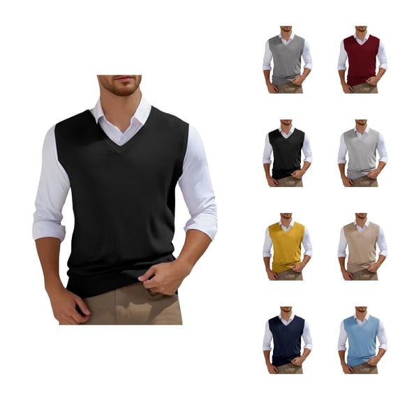 Sweater Vest Men Sleeveless Casual V Neck Lightweight Knit Pullover Sweater