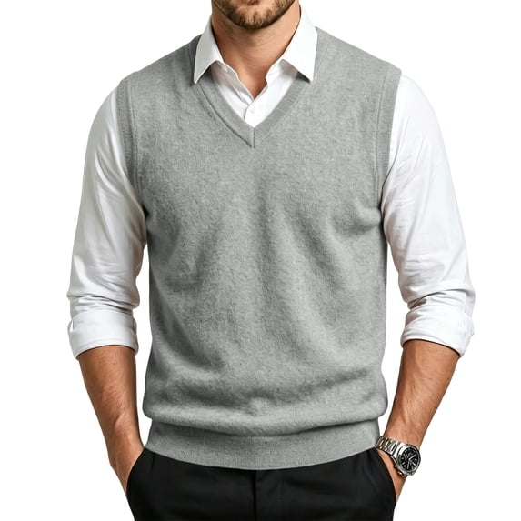 Sweater Vest Men V Neck Sleeveless Slim Fit Knitted Sweater Vest Lightweight Casual Solid Fall Tops