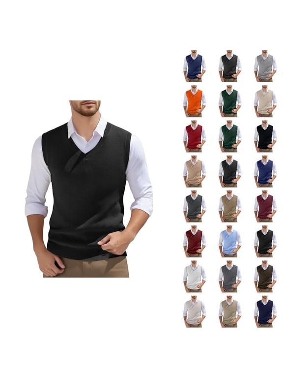 Sweater Vest Men's Sleeveless Knitted Vest V Neck Knitted Vest Spring Plain Sleeveless Knitted For Men