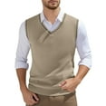 thumbnail image 1 of Sweater Vest Men's Sleeveless Knitted Vest - V Neck, Spring Plain, for Men's Bodybuilding, 1 of 6