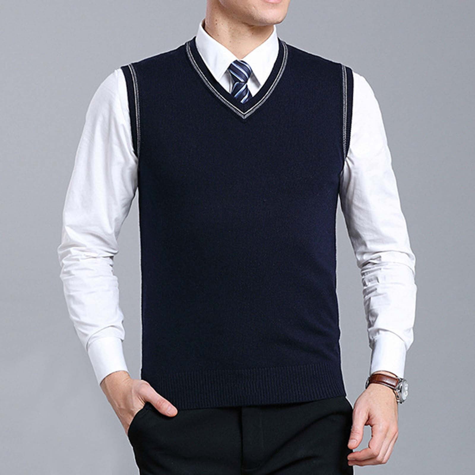 Sweater Vest Mens Fashion Casual Jacquard V Neck Bottomed Plaid Shirt Sleeveless Sweater Vest V 1893