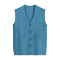 thumbnail image 1 of Sweater Vest V Neck Knit Sweater Vest Sleeveless Knitwear Tank Blue, 1 of 2